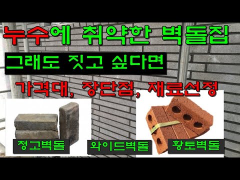 주택 외장재 벽돌의 종류, 장단점, 가격대, 재료선택시 주의 사항, 실패사례