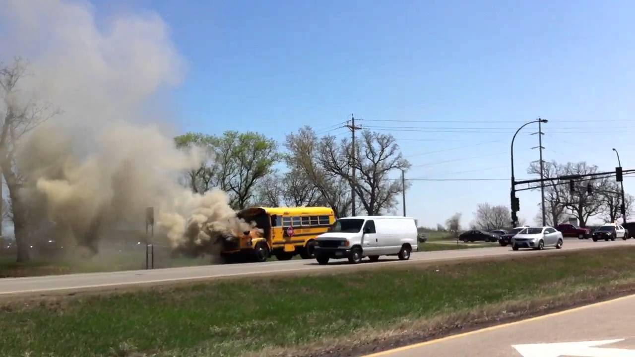 School bus on fire - YouTube