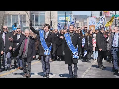 Κυρ. Μητσοτάκης - Τζ. Τριντό στην παρέλαση για την 25η Μαρτίου