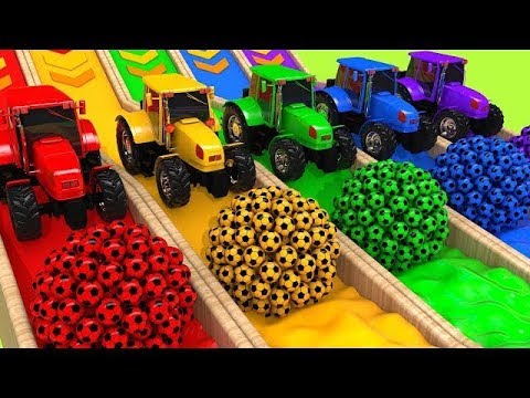 Drill Construction Vehicles, Bulldozer, Tractor Cars Pretend Play With Learn Colors Toys For Kids