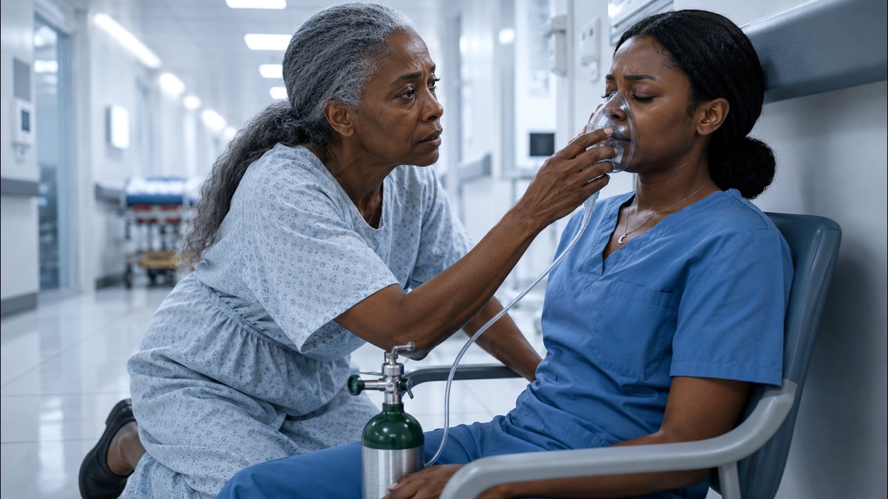 I pulled the oxygen from my own nose and crawled across that cold hospital floor in the dark, because I heard a stranger dying three feet away. I was at 79% oxygen when they found me, my lips...