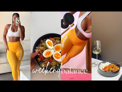 WHAT I EAT IN A DAY | how I stay balanced on weekends - strength pilates, high protein meals & wine!