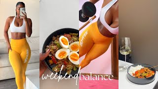 WHAT I EAT IN A DAY | how I stay balanced on weekends - strength pilates, high protein meals & wine!