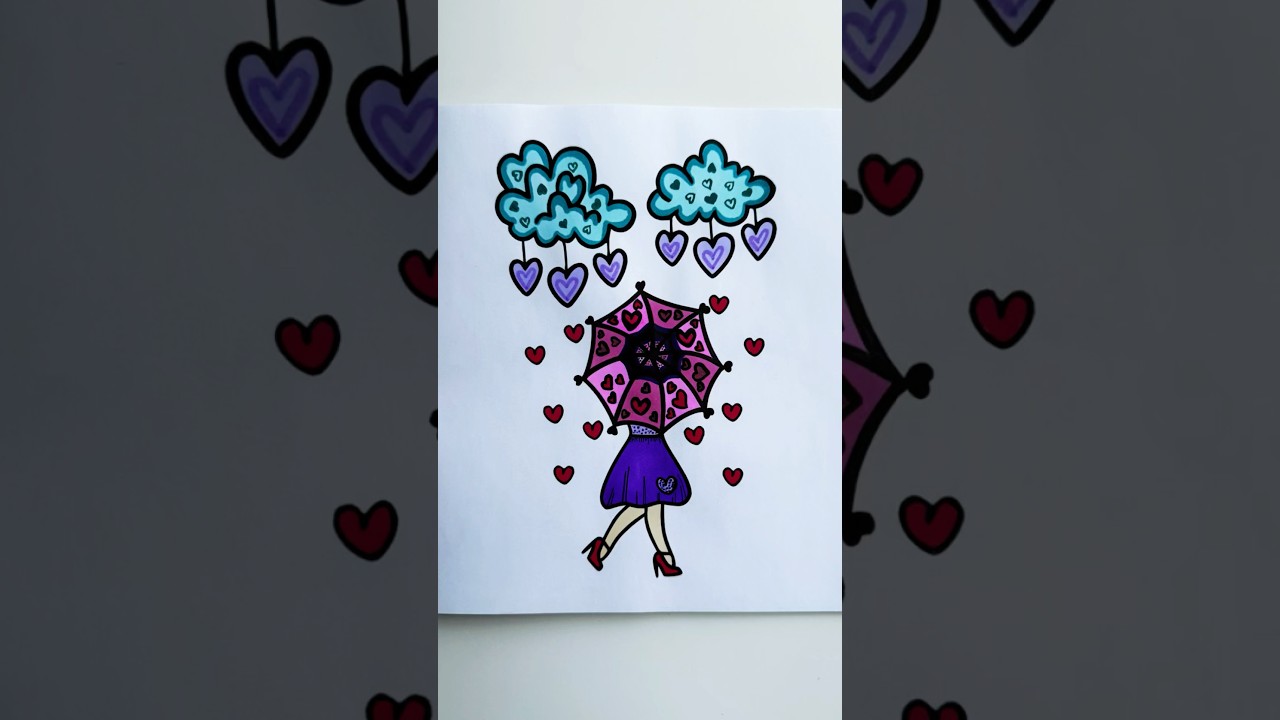 Hearts & Clouds Valentine Coloring ASMR ☂️💕