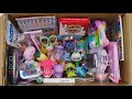 Box full of cute stationery collection, unicorn pouch, pizza eraser, password diary, scissors, etc