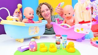 Nicole Bebek Banyo Salonu Açıyor. Bebek Bakma Oyunları. Baby Born Oyuncakları