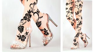 نقش حناء اسود ورد ناعم للأرجل جنااان 😍😍 للعرائس💎mehndi tattoo designs for legs