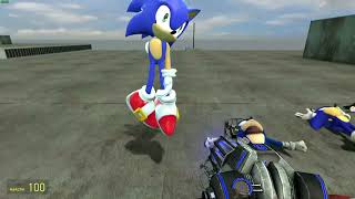 gmod sonic throwing sonic off a building 1
