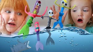 CRAFTS with ADLEY!!  how to make a MERMAID, Paint a Turkey Hand, and Snowflake Snow! Family DIY fun image