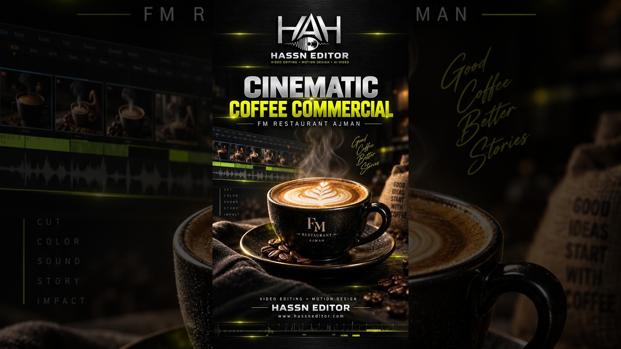 مونتاج إعلان قهوة سينمائي — مطعم FM عجمان