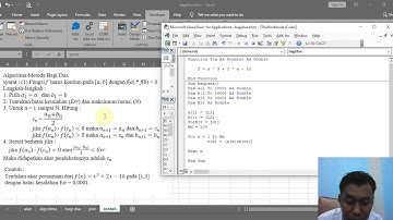 Metode Numerik - Bagi Dua (Bisection) dengan VBA - Excel