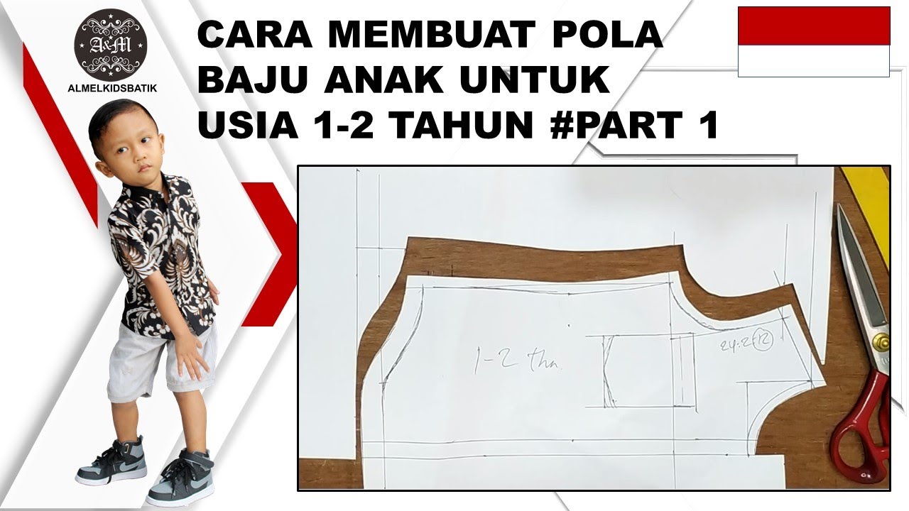 CARA MEMBUAT POLA KEMEJA ANAK UNTUK USIA 1 2 TAHUN SANGAT MUDAH UNTUK PEMULA PART 1