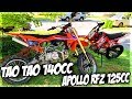 Apollo 125cc RFZ Vs Tao Tao 140cc DBX1 Dirt/Pit Bike Race! "What Bike's Faster?!"