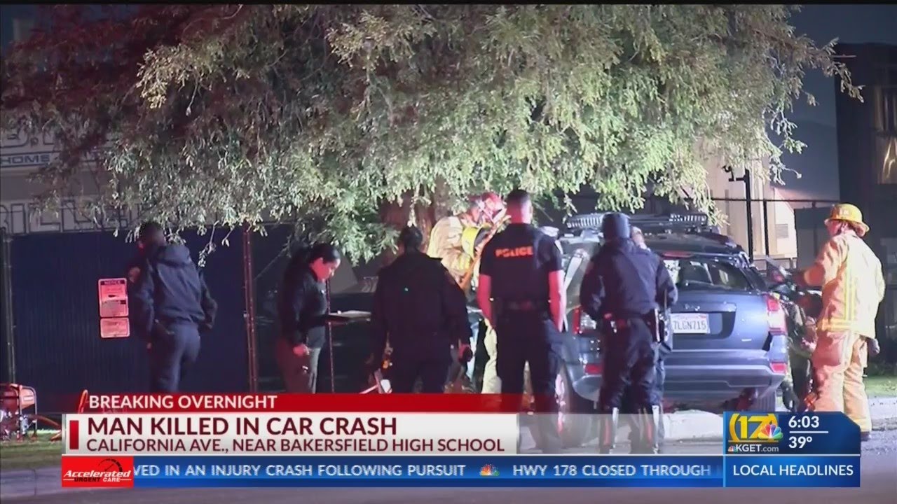 Man dies after crashing into tree on California Ave in Bakersfield ...