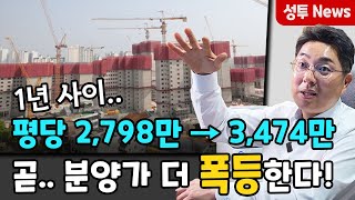 평 당 분양가 1년 새 600만원 급등! 앞으로도 ❗️절대 안떨어집니다❗️