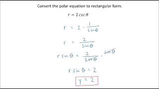 Converting Polar Equations to Rectangular Form Part 2
