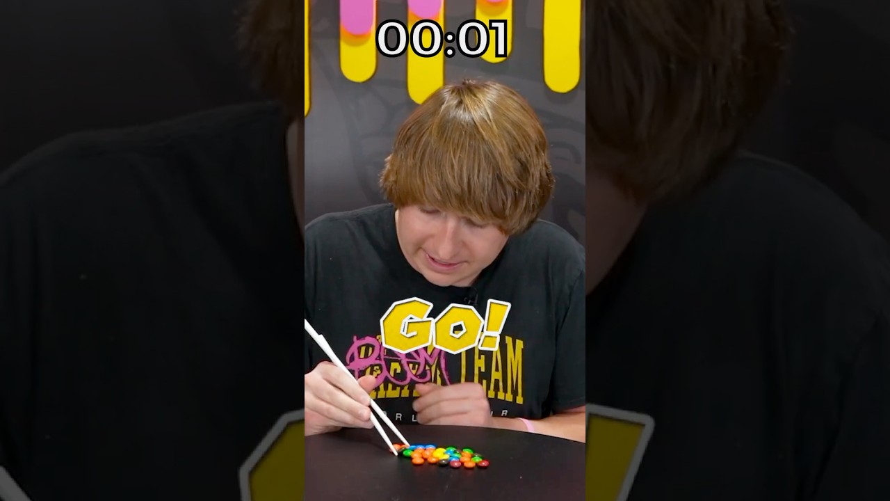 Fastest Time to Sort 30 M&M's with Chopsticks! 🥢