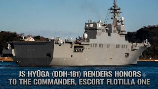 JS Hyūga (DDH-181) Renders Honors to the Commander, Escort Flotilla One