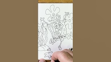 How to draw Spongebob 4 #art #drawing #sketch  #ink #drawing #inkart #cartoon #cartoonvideo
