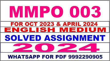 mmpo 3 solved assignment 2024 | mmpo 3 solved assignment in english 2023-24 | mmpo 3 2024