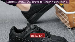 Leather Men Casual Sneakers White Platform Walking Running Shoes Li... — Top Rated 2026 | Buy Now!