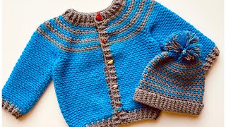 Crochet jacket or coat for boys, how to crochet, Moss Stitch, LEFT HAND VERSION