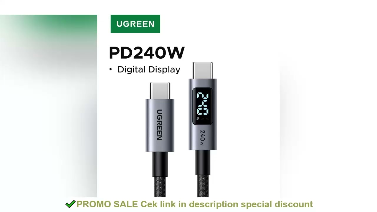 UGREEN USB-C Cable 240W Digital Display Screen PD3.1 Type-C Cord for Laptop MacBook iPhone 17 Samsun