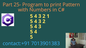 Print Pattern with Numbers in C# - Part 25