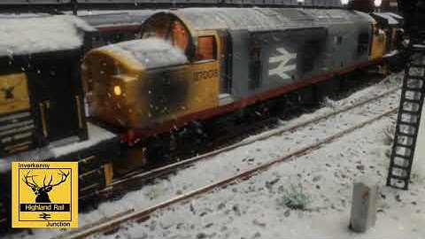 Winter scene Class 37 snowplough video clips