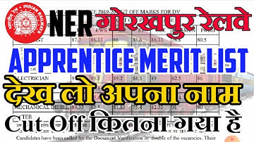 NER Gorakhpur Apprentice Merit List || Gorakhpur Apprentice merit list || Apprentice merit list