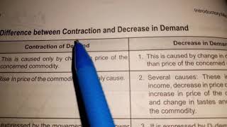 difference between contraction and decrease in demand class 12 business Studies