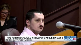 Trial for man charged in trooper's murder in eighth day