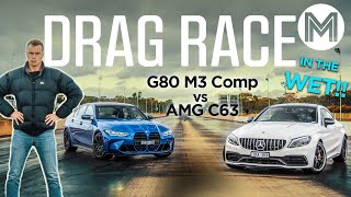 Mercedes-Benz AMG C63 S v BMW M3 DRAG RACE - Ultimate German grudge match! | MOTOR
