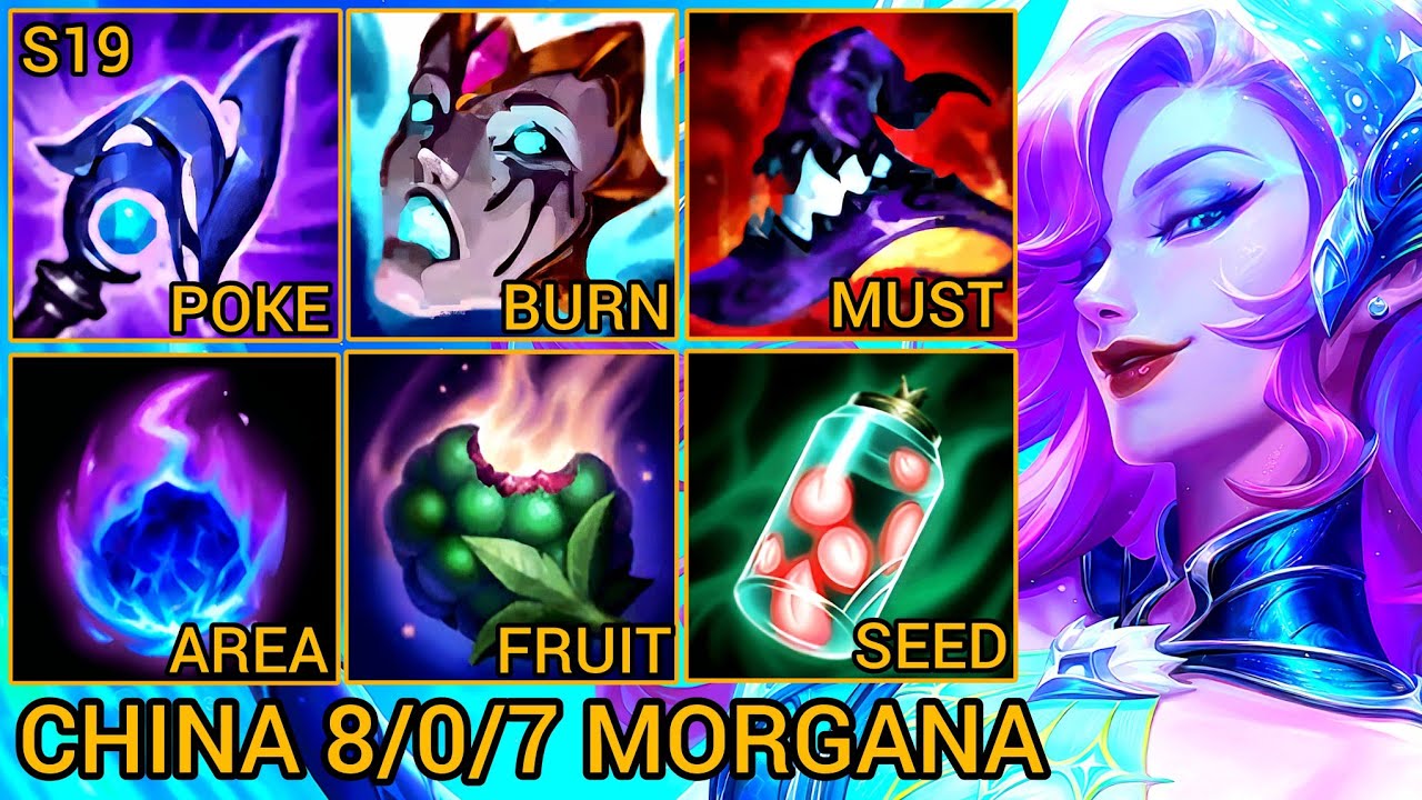 Моргана, средняя линия 8/0/7 — Китай, Wild Rift, новая сборка и руны от Tiarty