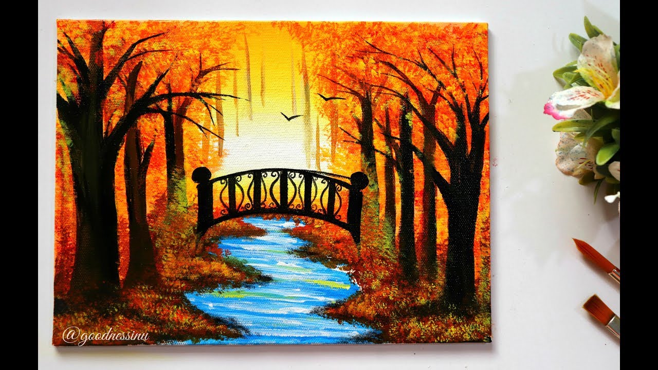 Step By Step Autumn Landscape Painting Tutorial For Beginners