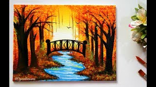 beginners painting step landscape autumn tutorial