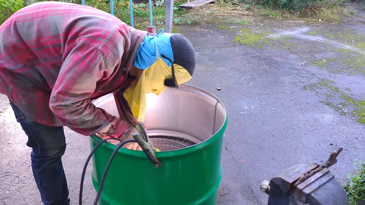 ⚒️🛠️ใช้ถัง200ลิตรทำเป็นเตาอบข้าวหลาม👍