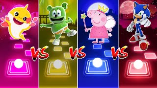 Baby Shark vs Gummy Bear vs Peppa pig vs Sonic! || Tiles Hop Edm Rush