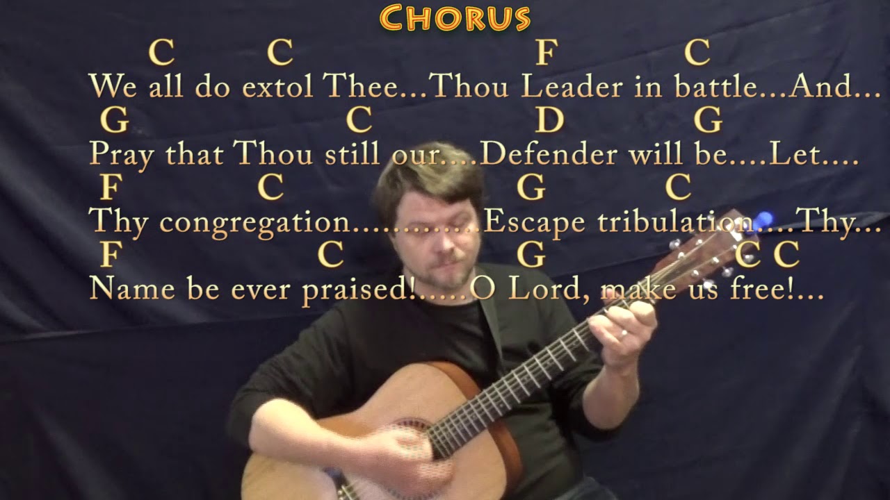 We gather together hymn guitar lesson chord chart in c with chords