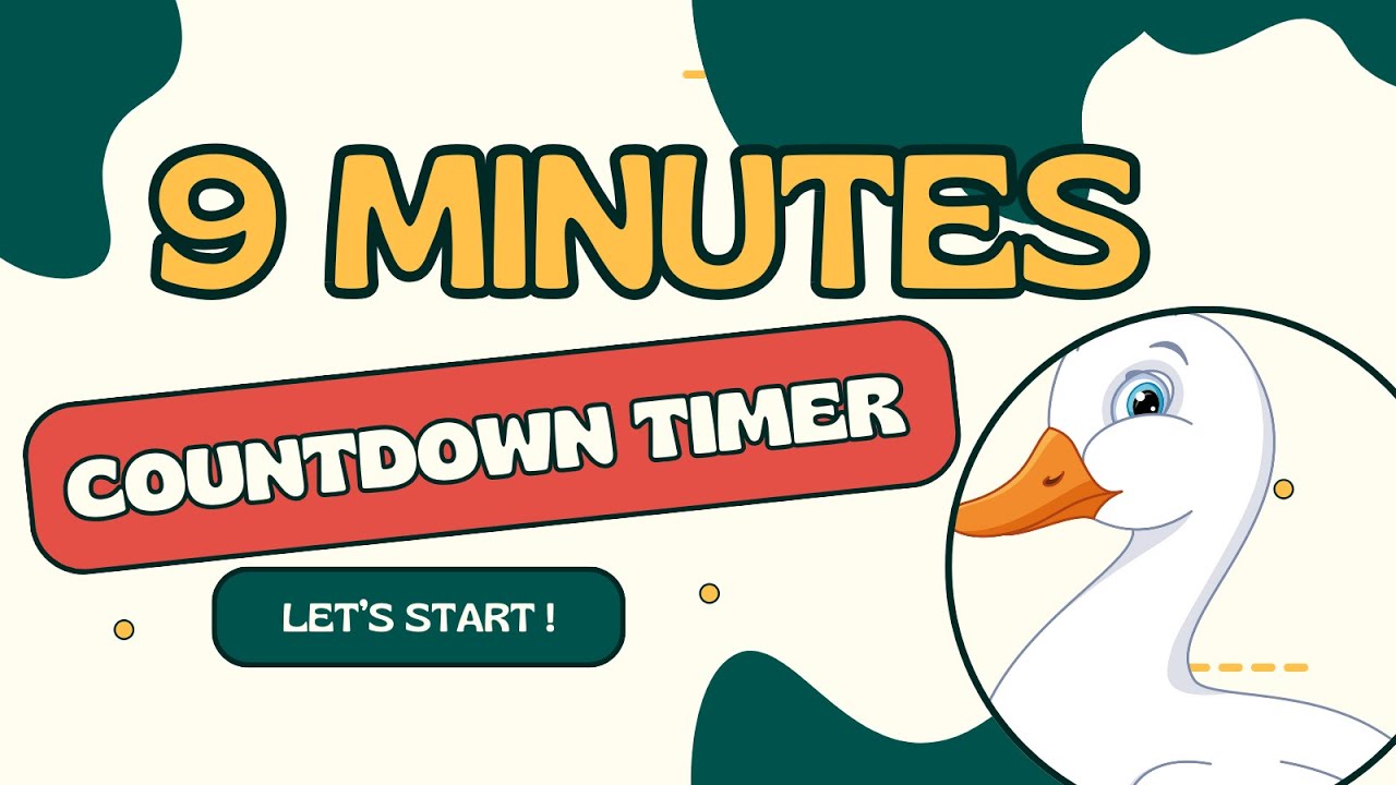 Duck countdown timer from 9 minutes to zero in minutes and seconds ...