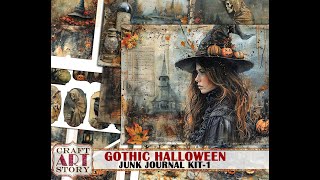 Vintage Gothic Halloween junk journal kit