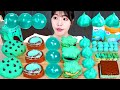 ASMR MUKBANG| 민트색 디저트 아이스크림 마카롱 젤리 먹방 & 레시피 DESSERT ICE CREAM MACARONS EATING