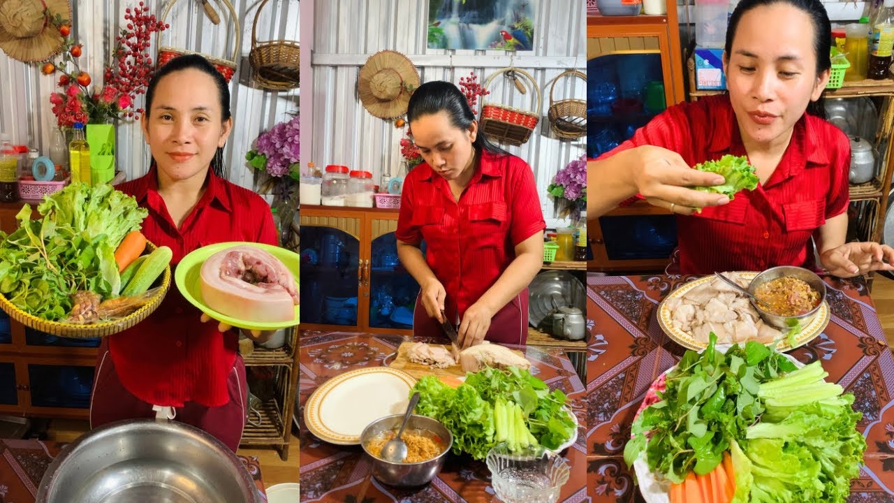 Eating Boiled Pork with Sweet and Sour Sauce Recipe 