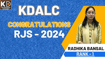 Success story of RJS RADHIKA BANSAL (Rank- 1)| RJS |Strategy For Rajasthan Judicial Exam | KDALC