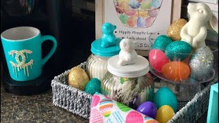Two Easy Dollar Tree Easter DIYs|Bunny Lid Canisters and Glittered Eggs🐰🌺💐