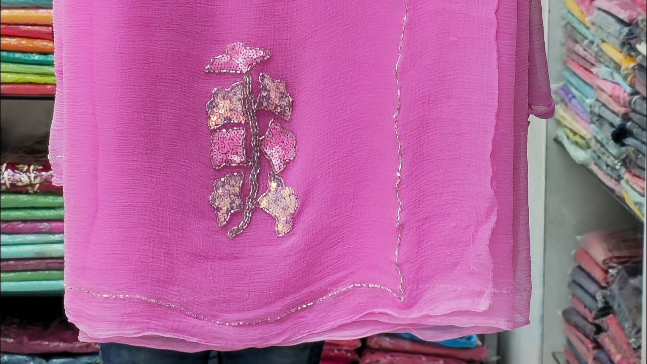 🩷 Premium Pure Chiffon Hand Work Fancy Saree..