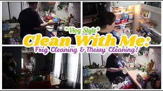 *Vlog Style* Clean With me: Frig cleaning & Messy Cleaning!