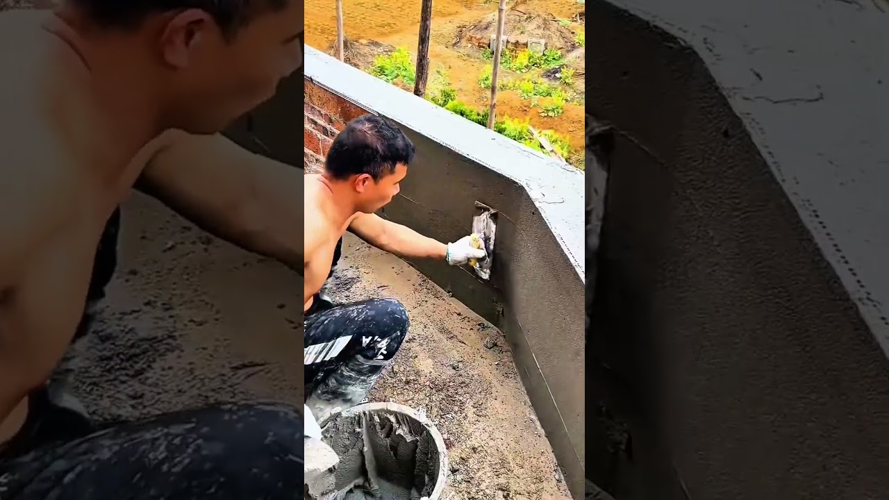 the process of plastering stone walls from start to finish to make them smooth 