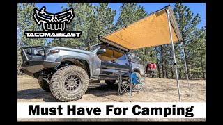 Tacomabeast Awning Pioneer Series with Led Strip | Install + Review + How to Use Great for Camping!!