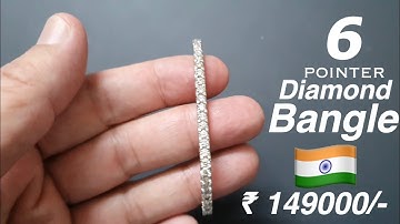 6 Pointer Single Line Diamond Bangle With Price in India | Diamond Bangles Designs